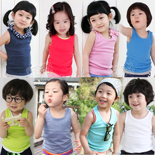 2013 summer brief candy color boys clothing girls clothing child T-shirt sleeveless vest tx-1717