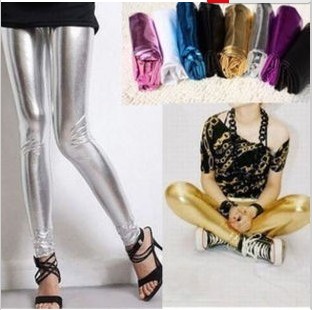 2013 summer candy light multicolour metal quality faux leather pants tight female ankle length trousers legging