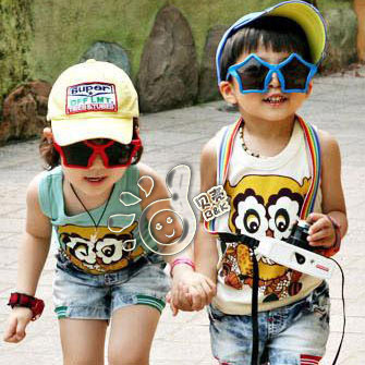 2013 summer cartoon animal boys clothing girls clothing baby T-shirt sleeveless vest tx-0137