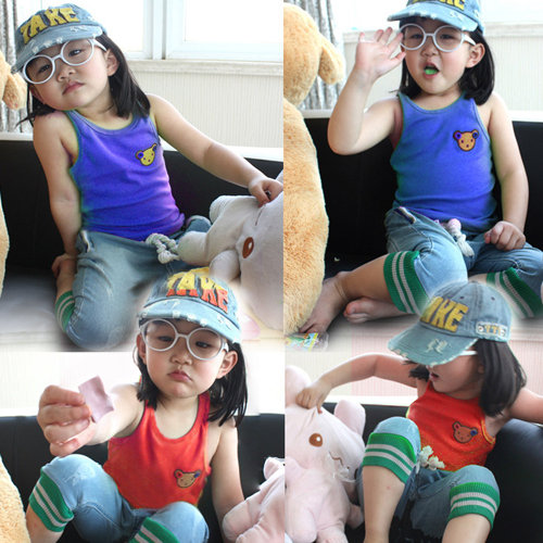 2013 summer cartoon applique boys clothing girls clothing baby vest t