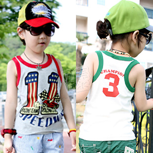 @ 2013 summer cartoon boys clothing girls clothing baby child T-shirt sleeveless vest tx-1587