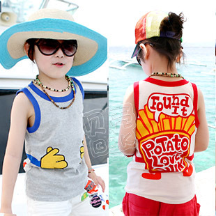 @ 2013 summer cartoon boys clothing girls clothing child T-shirt sleeveless vest tx-1128