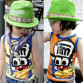 @ 2013 summer cartoon fruit boys clothing girls clothing child T-shirt sleeveless vest tx-0963