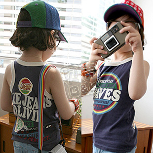 2013 summer circle letter boys clothing girls clothing child T-shirt sleeveless vest tx-0937