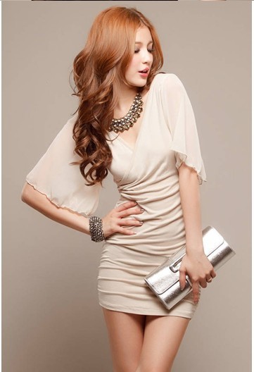 2013 summer clothing new sexy crossover V-neck short-sleeved Slim female nightclubs mounted fold package hip dress