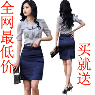 2013 summer clothing ol work wear work wear plus size fashion chiffon skirt dress set