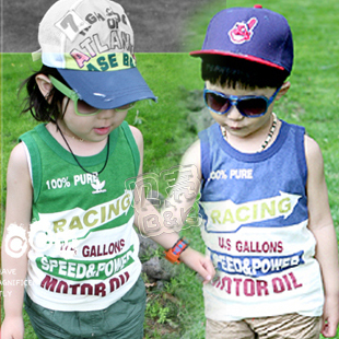 2013 summer color block decoration boys clothing girls clothing child T-shirt sleeveless vest tx-0978