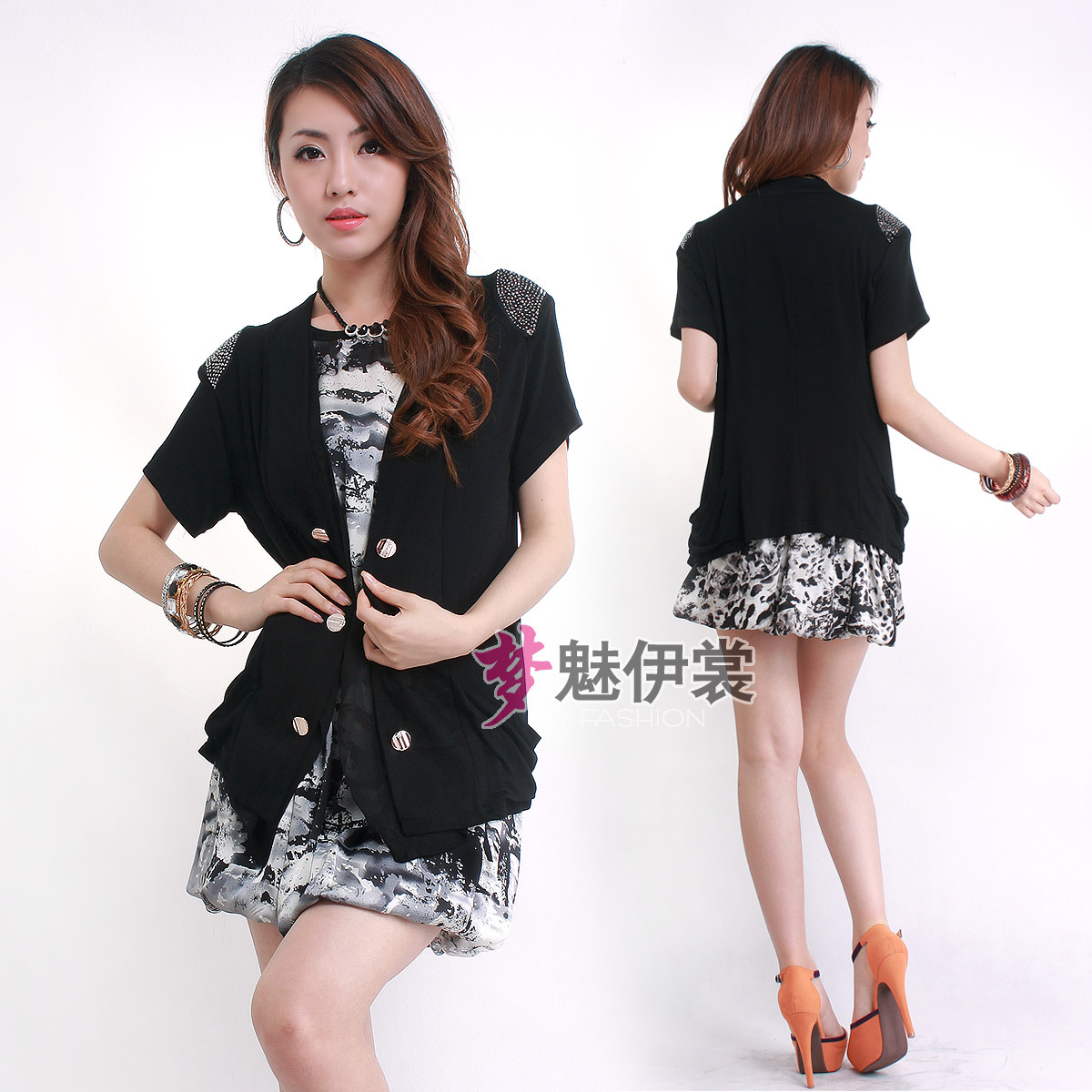 2013 summer elegant women's chiffon patchwork short design cardigan coat