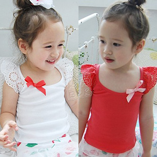 2013 summer fairy girls clothing child small vest sleeveless laciness t-shirt tx-1676 x4 free shipping