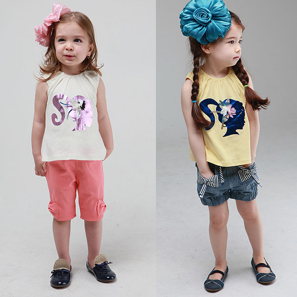 2013 summer female child t-shirt internality sleeveless little girl pattern child vest cotton 100% b2 1