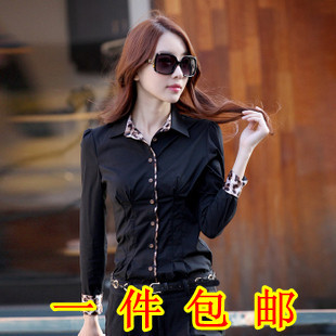 2013 summer female work wear OL outfit plus size clothing slim white shirt female long-sleeve shirt