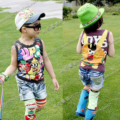 @ 2013 summer fruit boys clothing girls clothing child T-shirt sleeveless vest tx-0459