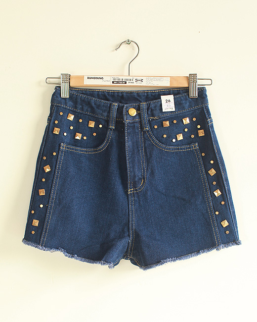 2013 summer high waist denim shorts rivet decoration fashion new arrival women's