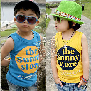 @ 2013 summer letter boys clothing girls clothing baby child T-shirt sleeveless vest tx-0422