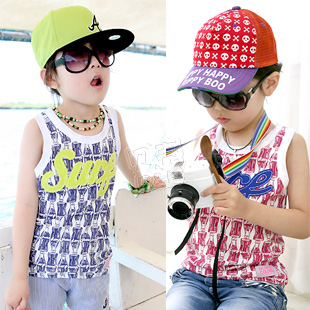 2013 summer letter boys clothing girls clothing baby child T-shirt sleeveless vest tx-1571