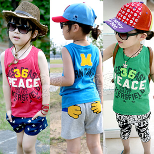 @ 2013 summer letter boys clothing girls clothing baby child T-shirt sleeveless vest tx-1671