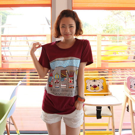 2013 summer loose long pattern design king short-sleeve T-shirt ai maternity clothing Maternity tops