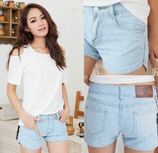 2013 summer loose round denim shorts female shorts thin jeans