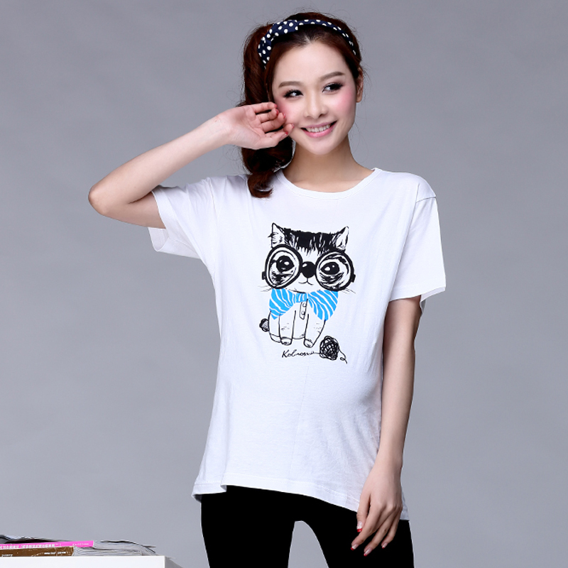 2013 summer maternity clothing maternity clothes maternity top maternity t-shirt white short-sleeve T-shirt owl