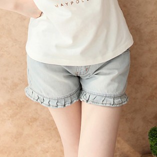 2013 summer maternity clothing maternity pants baimuer laciness denim shorts maternity shorts maternity jeans