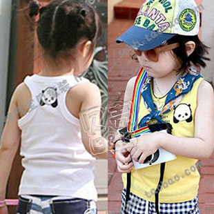 2013 summer panda of paragraph boys clothing girls clothing baby vest tx-0943