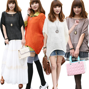 2013 summer plus size clothing cutout medium-long batwing shirt sun air conditioner shirt