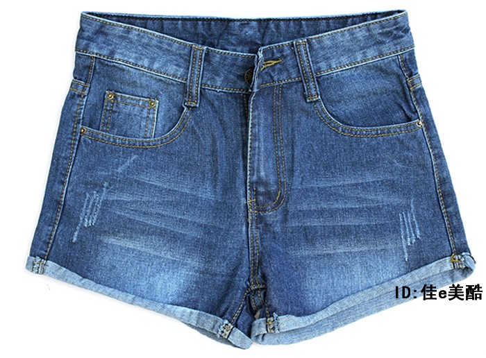 2013 summer plus size loose roll-up hem women's high waist denim shorts female trousers