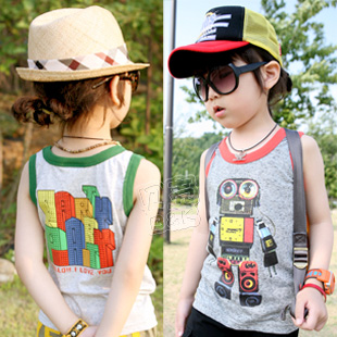 2013 summer robot boys clothing girls clothing baby child T-shirt sleeveless vest tx-1670 free shipping