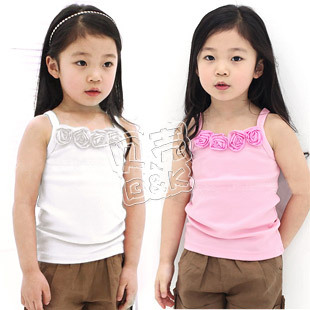 @ 2013 summer rose girls clothing baby spaghetti strap vest tx-1085