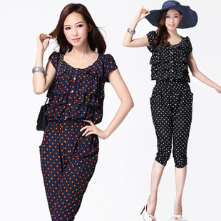 2013 summer ruffle polka dot jumpsuit Women