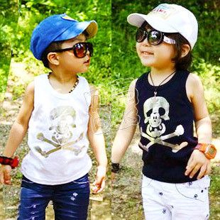 2013 summer skull clothing boys girls clothing baby vest tx-0346