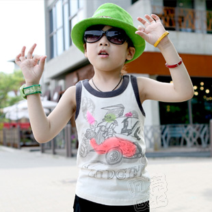 2013 summer sports car boys clothing girls clothing baby child T-shirt sleeveless vest tx-1586