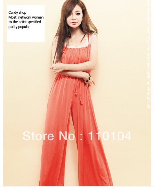 2013 Summer Spring Lady's Fashion Jumpsuit Long Trousers Women's Wide Leg Jumpsuits Pants Free shipping