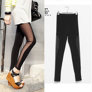 2013 summer thin side gauze stitching cotton leggings legging pants stockings trousers free shipping