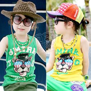 2013 summer tiger boys clothing girls clothing baby T-shirt sleeveless vest tx-1122 free shipping