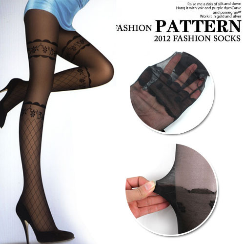 2013 summer ultra-thin transparent false below-knee stockings pantyhose small flower decoration stockings bottoming socks