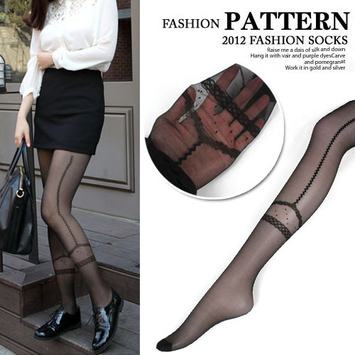 2013 summer ultra-thin transparent side wave pattern jacquard pantyhose flowers decorative stockings pantyhose