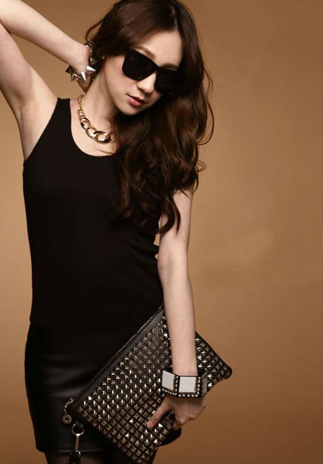 2013 summer women's fashion vest patchwork slim hip leather skirt one-piece dress 13818