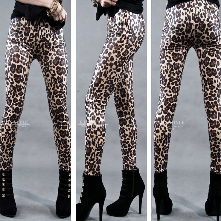 2013 summer women's leopard print slim faux leather pants tights skinny pants harem pants