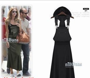 2013 summer women's long dress  loose plus size one-piece dress long design solid color with a hood braces skirt  full dress