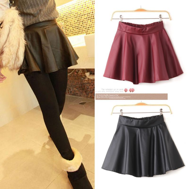 2013 sweet all-match elastic waist slim leather bust skirt women's short skirt