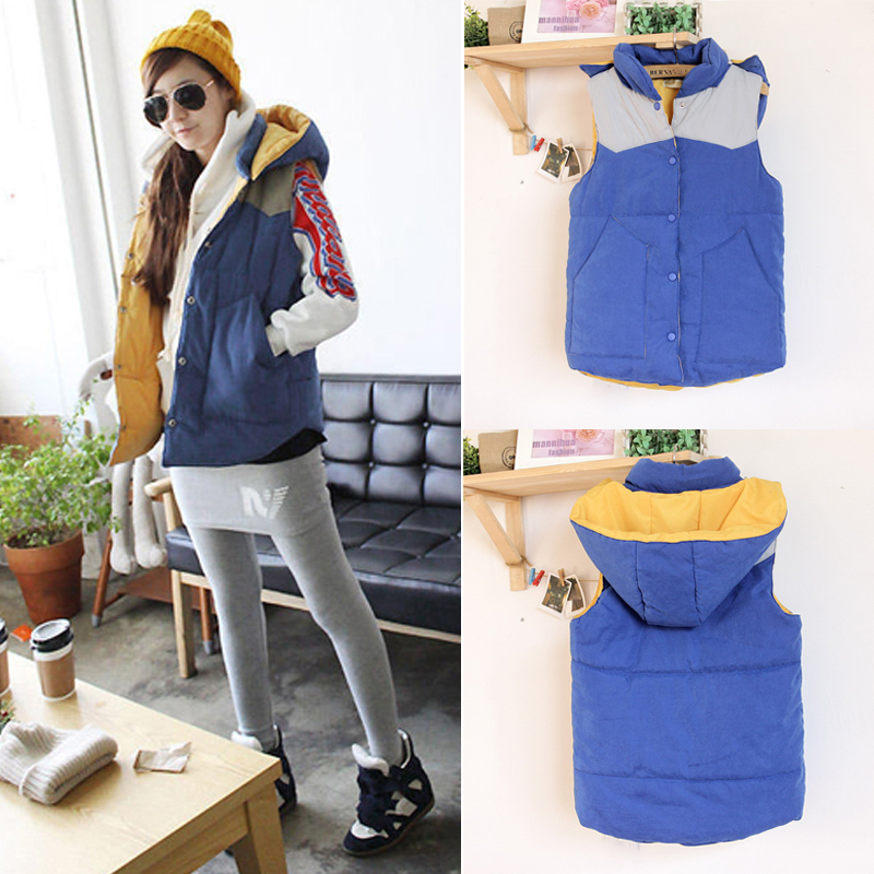 2013 sweet elegant hooded zipper all-match vest wadded jacket Y0130 free shipping