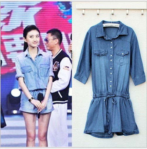 2013 Sweet Han edition loose women fashion jumpsuits Jeans Shorts Denim Jumpsuit Free Shipping