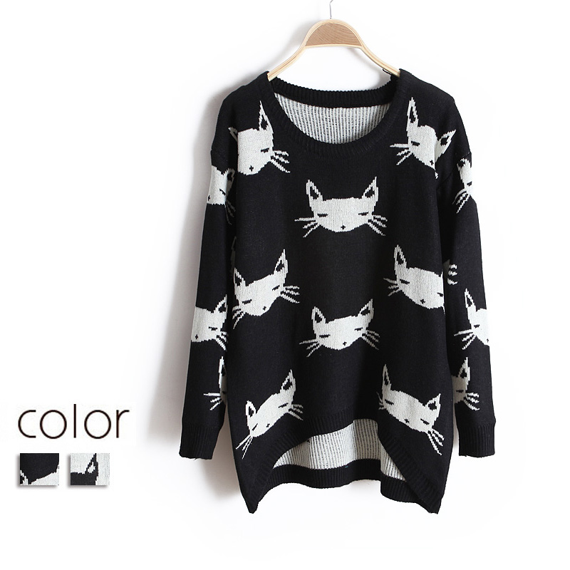 2013 sweet little owl loose and comfortable low-high needle shirt sweater wx1338 free shipping