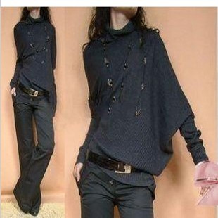 2013 thickening winter star style women sweater shirt batwing shirt knitted