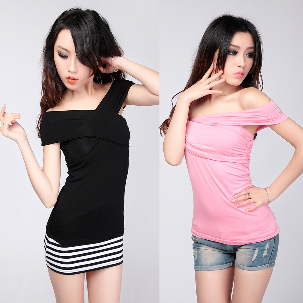 2013 tight basic formal dress sweet slit neckline strapless costume sexy slim t-shirt