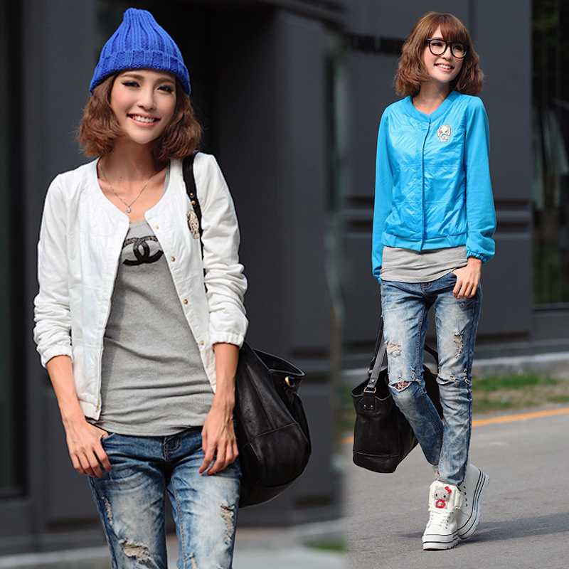 2013 top new arrive Spring and autumn new arrival patchwork jacket casual loose long-sleeve outerwear 1392