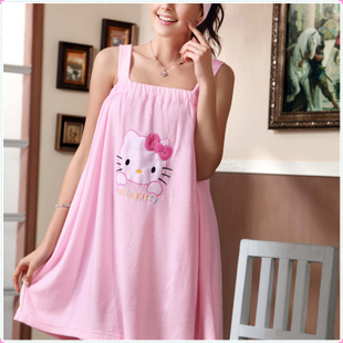 2013 toweled nightgown spaghetti strap women's 100% cotton sleepwear robe 100% cotton bathrobes lounge