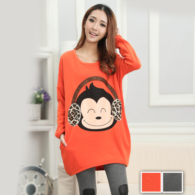 2013 Velvet maternity winter top fleece thickening maternity clothing long design long-sleeve T-shirt thermal sweatshirt 03