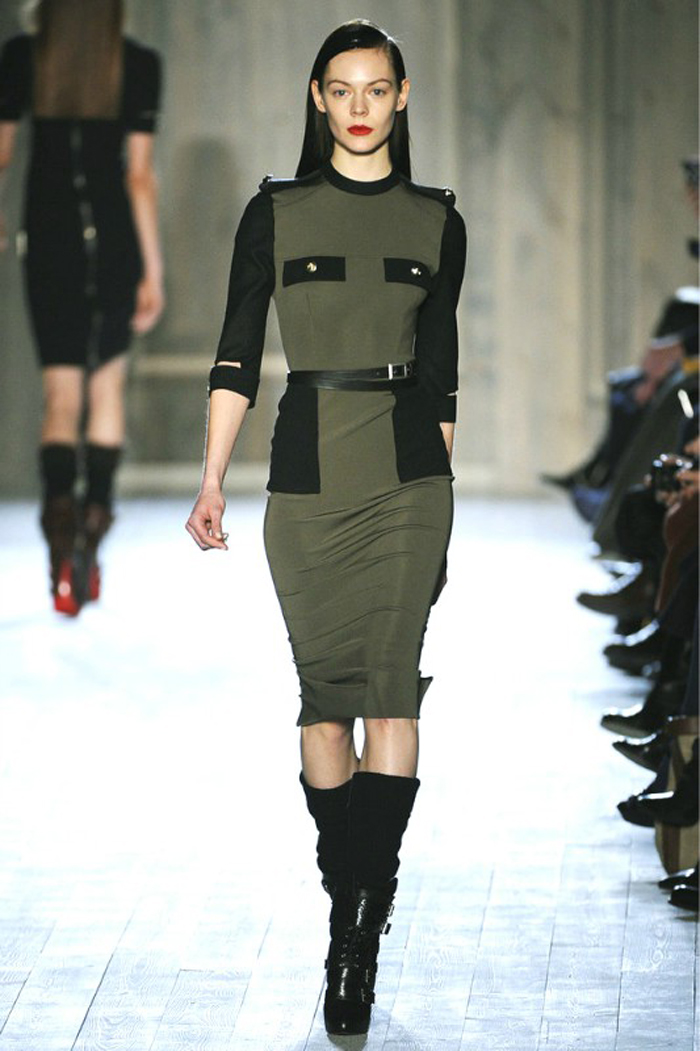 2013 Victoria Beckhams military fashion epaulette black green dresses free shipping